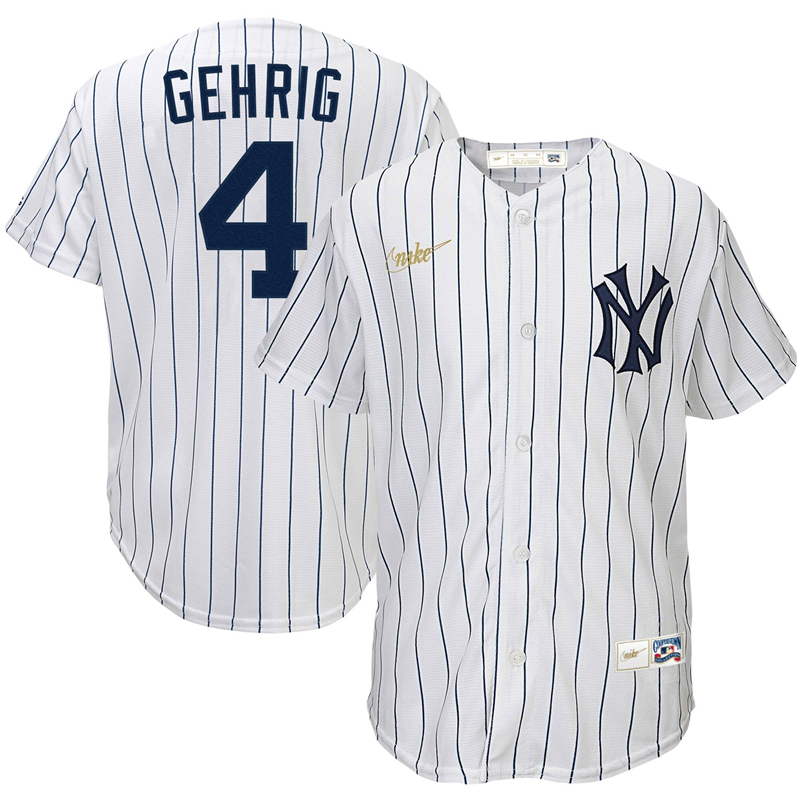 2020 MLB Youth New York Yankees 4 Lou Gehrig Nike White Home Cooperstown Collection Player Jersey 2